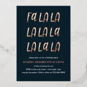 ファララ |ホリデークリスマスパーティーバラ金ゴールド 箔招待状 (正面)