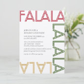 ファララ 赤いストライプのモダンホリデーコックテールパーティー 招待状 (スタンド正面)