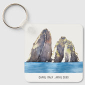 ファラリオニロックスカプリItaly水彩旅行 キーホルダー (正面)
