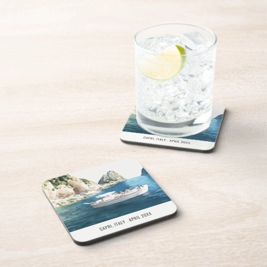 ファラリオニロックスカプリItaly水彩旅行 コースター (右側)