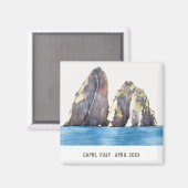 ファラリオニロックスカプリItaly水彩旅行 マグネット (正面/裏面)