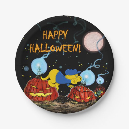 ファラルドと腐ったカボチャ |ハローウィンパーティ ペーパープレート (正面)