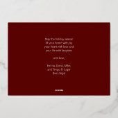 ファラレッド金ゴールドモダンクリスマスフォト 箔シーズンカード (裏面)