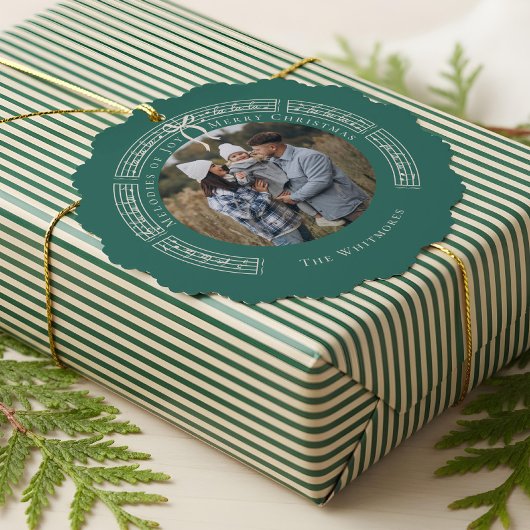 ファラヴィンテージ楽譜家族フォトクリスマス オーナメントカード