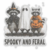 ファラ不気味ルハロウィーンかわいい幽霊ラクーン シール (正面)