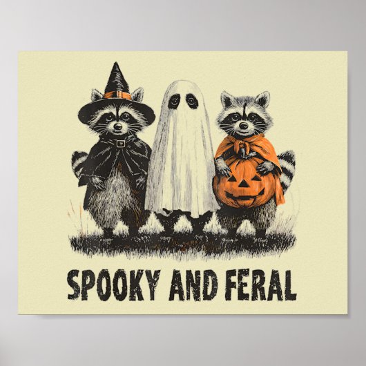 ファラ不気味ルハロウィーンかわいい幽霊ラクーン ポスター (正面)