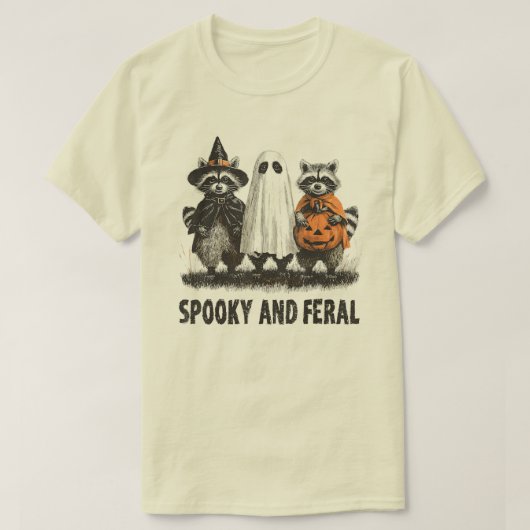 ファラ不気味ルハロウィーンかわいい幽霊ラクーン Tシャツ (デザイン正面)