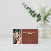 ファリアホースシューイング+裸足トリム、錆+金ゴールド 名刺 (スタンド正面)