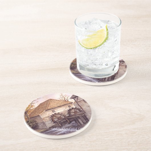 ファリダグリーンフィー絵画ルドのウォーターミルウォーターカラー コースター (側面)