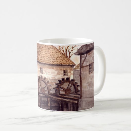 ファリダグリーンフィー絵画ルドのウォーターミルウォーターカラー コーヒーマグカップ (正面右)