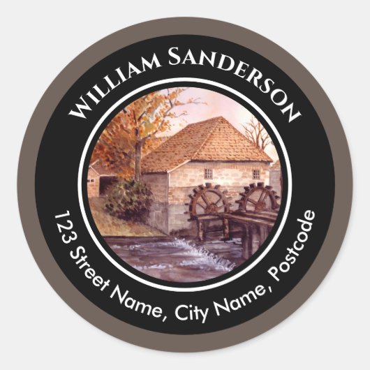 ファリダグリーンフィー絵画ルドのウォーターミルウォーターカラー ラウンドシール (正面)