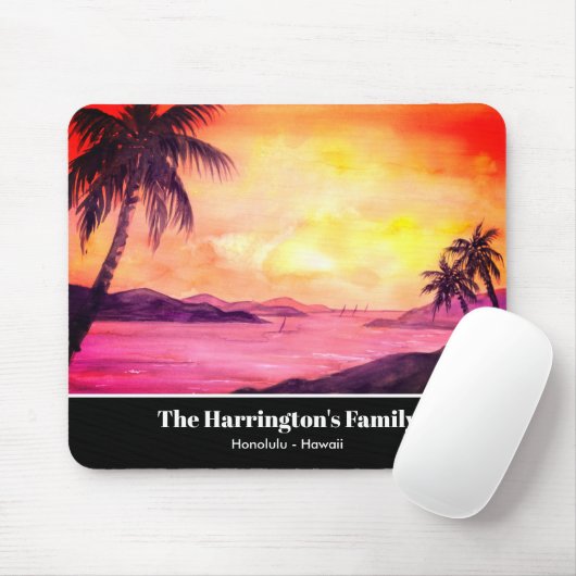 ファリダ・グリーンフィールドによるトロピカル・サンセット・ウォーターカラー マウスパッド (マウス)