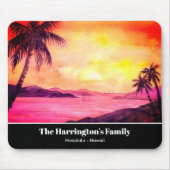ファリダ・グリーンフィールドによるトロピカル・サンセット・ウォーターカラー マウスパッド (正面)