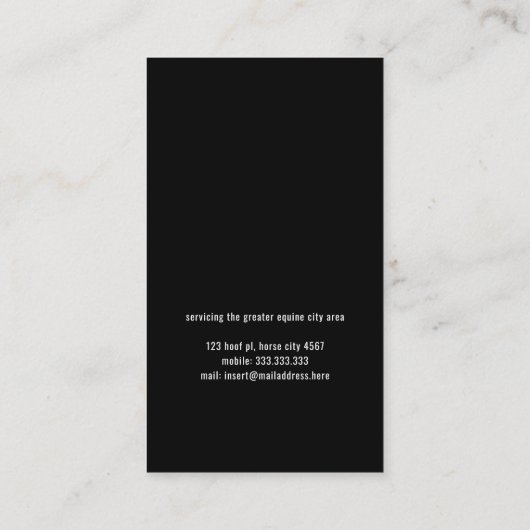 ファリモダンアホースショーウマ科のフズトリム 名刺 (裏面)