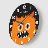 ファリーオレンジモンスターキッズパーソナライズされた間抜け ラージ壁時計 (傾斜)