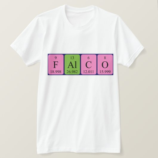ファルコの周期表名のシャツ Tシャツ (デザイン正面)