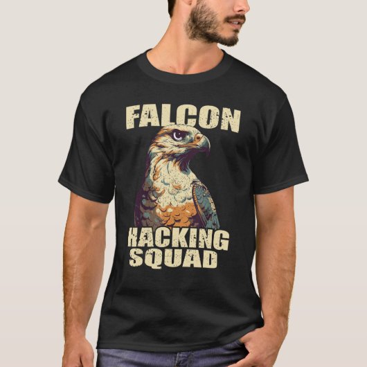 ファルコン ハッキング スクワッド ハヤブサ狩猟 & 鳥狩り Tシャツ (正面)