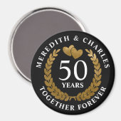 ファルシールドゴールドハートとリースの50周年記念結婚式 マグネット (正面/裏面)