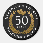 ファルシールドゴールドハートとリースの50周年記念結婚式 マグネット (正面)