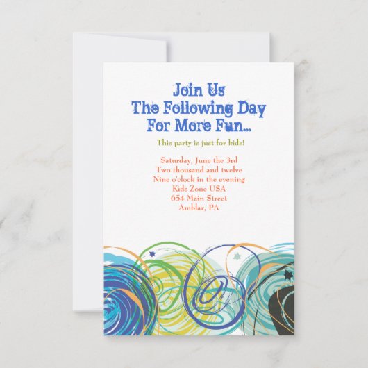 ファルティーアートバーバルミツワーパーティーカード 招待状 (正面)