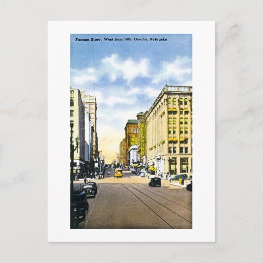 ファルナム通り、ネブラスカ州オマハ14位から西部 ポストカード (正面)