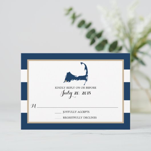 ファルマウスケープコッドハート |ウェディングRSVP 出欠カード (スタンド正面)