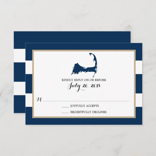 ファルマウスケープコッドハート |ウェディングRSVP 出欠カード (正面/裏面)