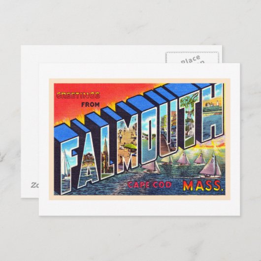 ファルマウスケープコッドマサチューセッツヴィンテージ葉書 ポストカード (正面/裏面)