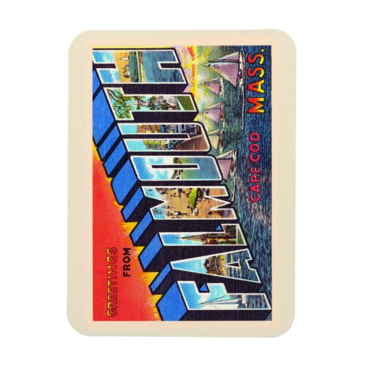 ファルマウスケープコッドマサチューセッツヴィンテージ葉書 マグネット (縦)