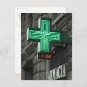 ファルマシア外のネオングリーンクロス(ドラッグストアまたは ポストカード (正面/裏面)