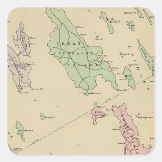 ファルマス前側付近の島々、カスコ湾 スクエアシール (正面)