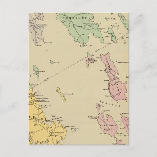 ファルマス前側付近の島々、カスコ湾 ポストカード (正面)