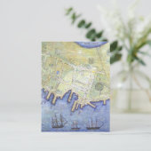 ファルマス・ネック・メインのヴィンテージの地図(1775) ポストカード (スタンド正面)