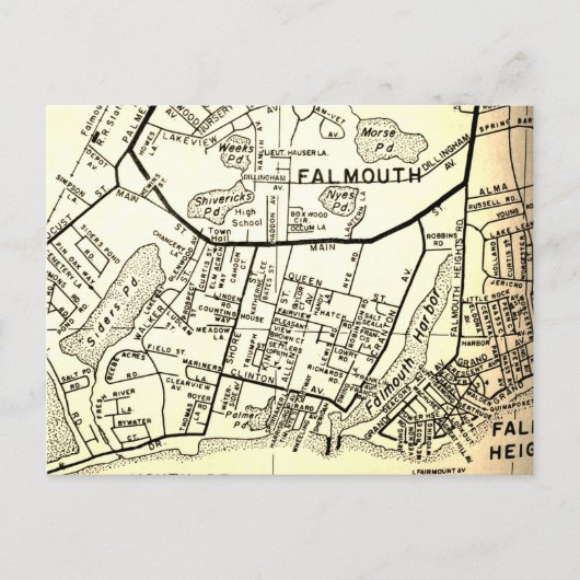 ファルマス、MAヴィンテージマップ ポストカード (正面)