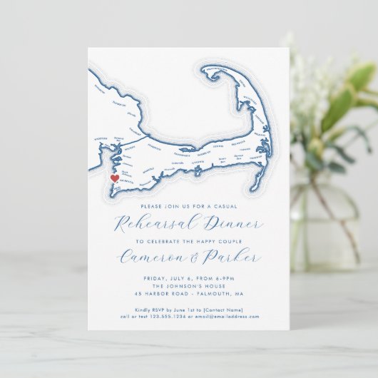 ファルマスMAカジュアルの結婚リハーサルディナー 招待状 (スタンド正面)