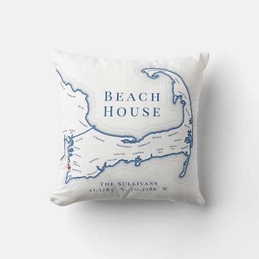 ファルマスMAケープコッドビーチハウスフォト クッション (正面)