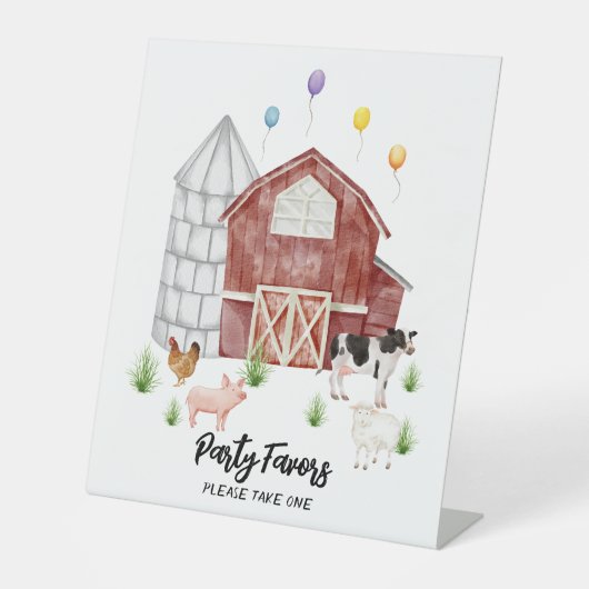 ファルミヤード納屋周囲の庭ファームアニマルズバースデーパーティー 台座サイン (正面)
