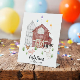 ファルミヤード納屋周囲の庭ファームアニマルズバースデーパーティー 台座サイン