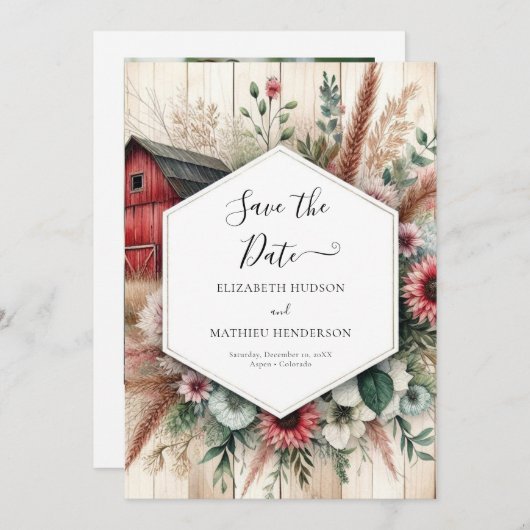 ファルモダンミヤード納屋周囲の庭結婚ズ セーブザデート (正面/裏面)