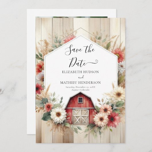 ファルユニークミヤード納屋周囲の庭結婚ズ セーブザデート (正面/裏面)