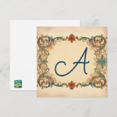 ファルレッド、グリーン、石板グレーモノグラムの：ノートカード シーズンカード (正面/裏面)