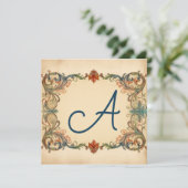 ファルレッド、グリーン、石板グレーモノグラムの：ノートカード シーズンカード (スタンド正面)