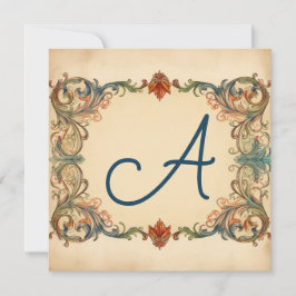 ファルレッド、グリーン、石板グレーモノグラムの：ノートカード シーズンカード