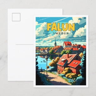ファルンスウェーデンヴィンテージ旅行イラストレーション ポストカード