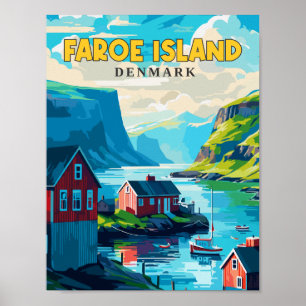 ファルーアイランドデンマークヴィンテージ旅行イラストレーション ポスター