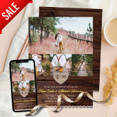 ファル結婚マウス |ウッドレ素朴ース写真コラージュ 招待状