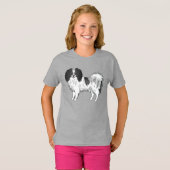 ファレーヌドッグインブラック&ホワイトコートカラースケッチ Tシャツ (正面フル)