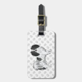 ファレーヌブラック&ホワイト幸せなふわふわの犬 ラゲッジタグ (正面縦)