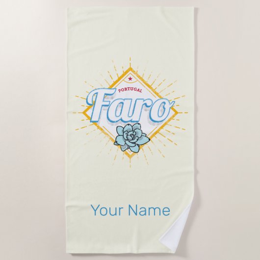 ファロアルガルヴポルトガルレトロ多肉食ヴィンテージ ビーチタオル (正面)