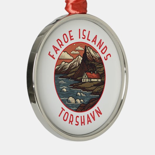 ファロエアイランドトルシャブンレトロ動揺してサークル メタルオーナメント (右)